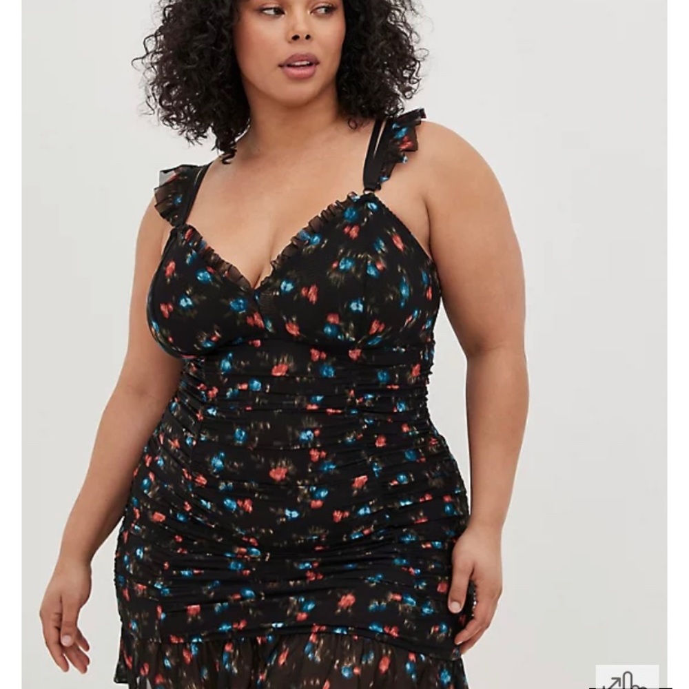 Torrid ruched mesh ruffle chemise lingerie dress new plus 2x